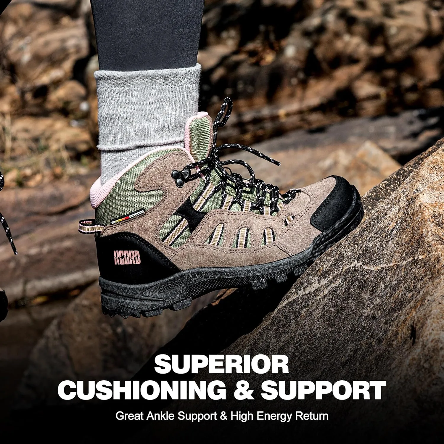 @ R CORD Womens Hiking Boots Waterproof Lightweight Hiking Boots Women Ankle Support Hiking Shoes Backpacking Boots Breathable Non-slip Hiking Boot for Outdoors