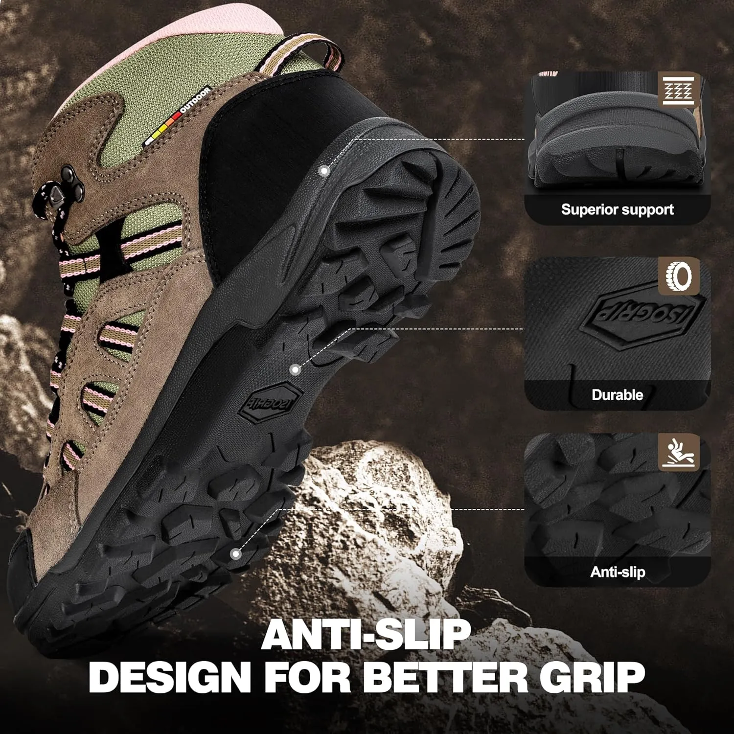 @ R CORD Womens Hiking Boots Waterproof Lightweight Hiking Boots Women Ankle Support Hiking Shoes Backpacking Boots Breathable Non-slip Hiking Boot for Outdoors