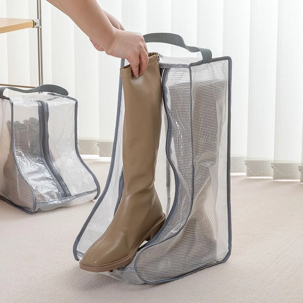 3-Pack Boot Bags for Cowboy Boot Storage,Shoe Bags for Travel,Portable Dust-Proof,Suitable for Short Boots,Gray,Short Style