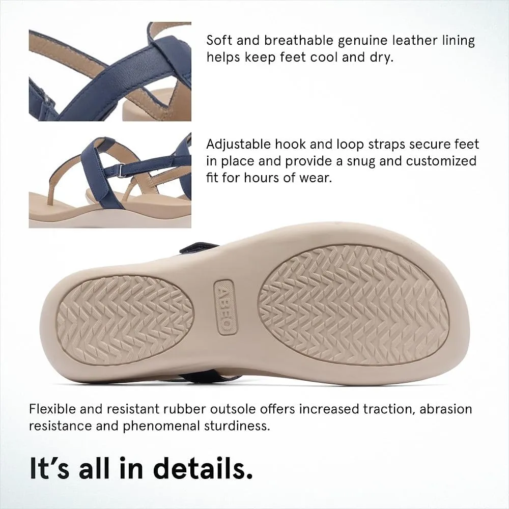 ABEO Oasis T-Strap Sandals For Women | Arch Support Sandals | Built-In Orthotic Insole | Plantar Fasciitis Pain Relief