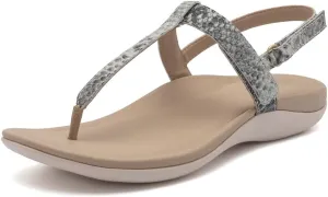 ABEO Women's Oasis T-Strap Arch Support Sandals | Black Flat Sandals with Built-In Orthotic & Metatarsal Pads