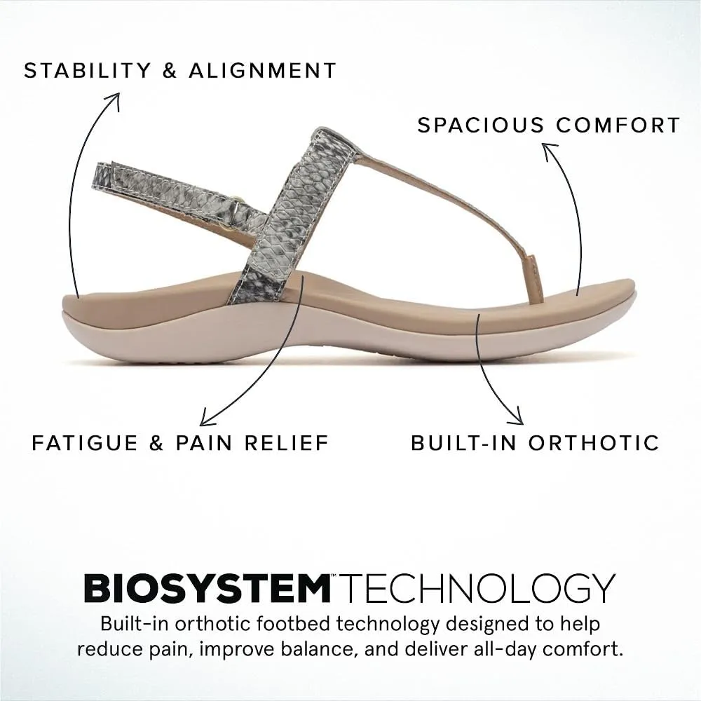 ABEO Women's Oasis T-Strap Arch Support Sandals | Black Flat Sandals with Built-In Orthotic & Metatarsal Pads
