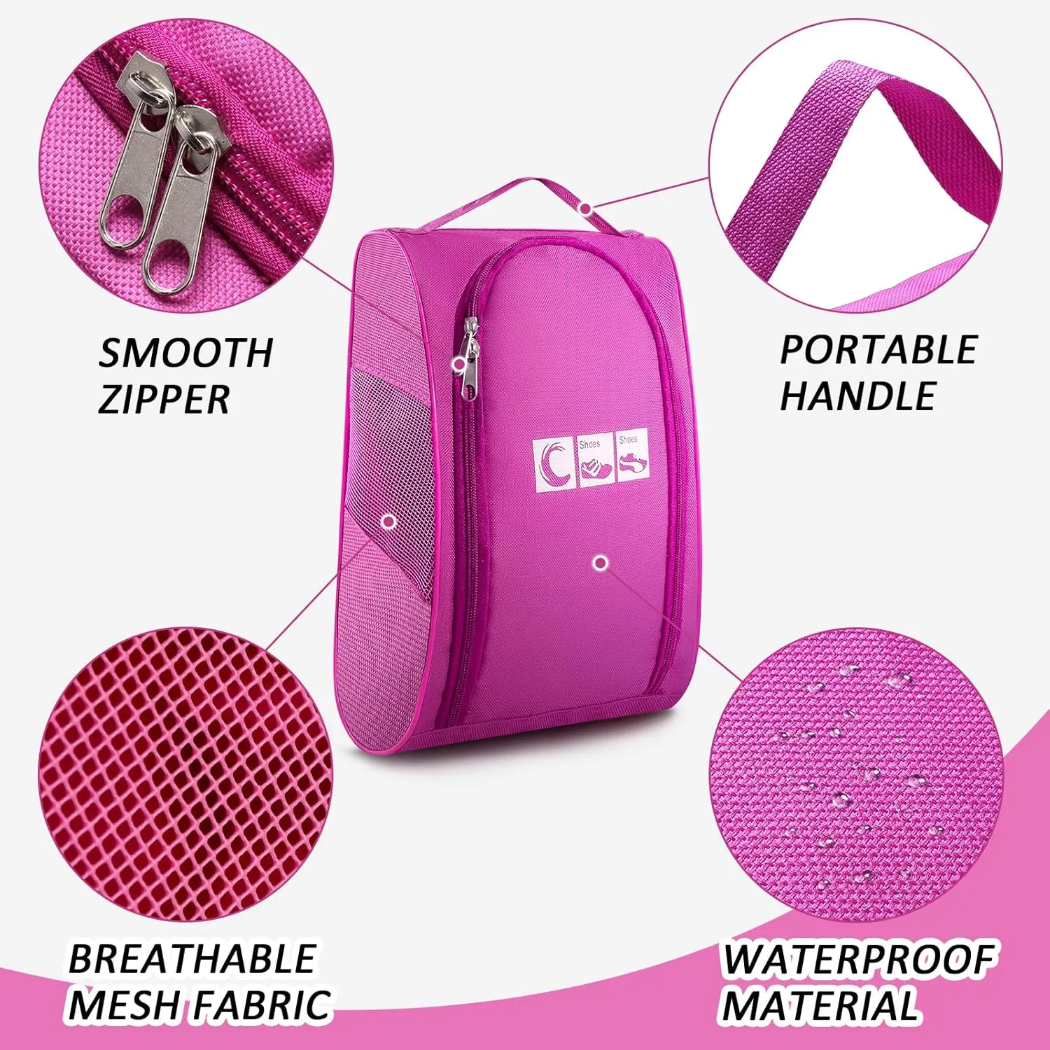 Ailaka Portable Oxford Travel Shoe Bag, Waterproof Shoe Packing Storage Organizer with Zipper Closure