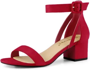 Allegra K Women's Ankle Strap Block Low Heel Sandal
