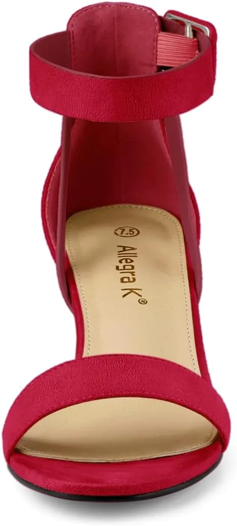 Allegra K Women's Ankle Strap Block Low Heel Sandal