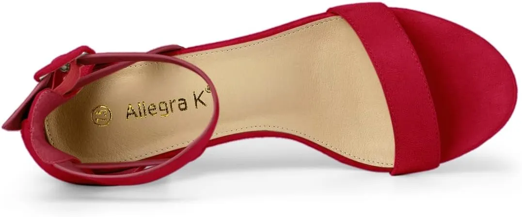 Allegra K Women's Ankle Strap Block Low Heel Sandal