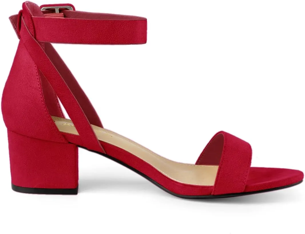 Allegra K Women's Ankle Strap Block Low Heel Sandal