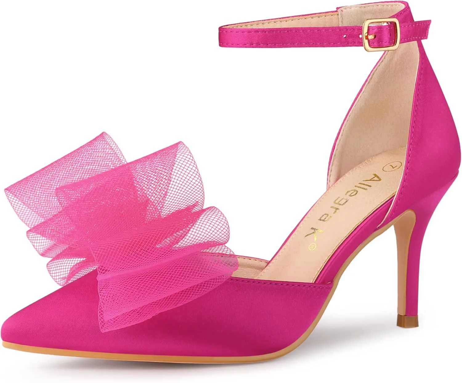 Allegra K Women's Bow Tie Ankle Strap Stiletto High Heels Pumps