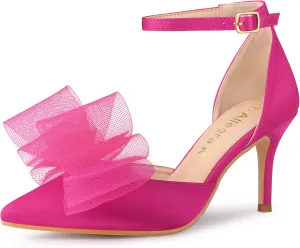 Allegra K Women's Bow Tie Ankle Strap Stiletto High Heels Pumps