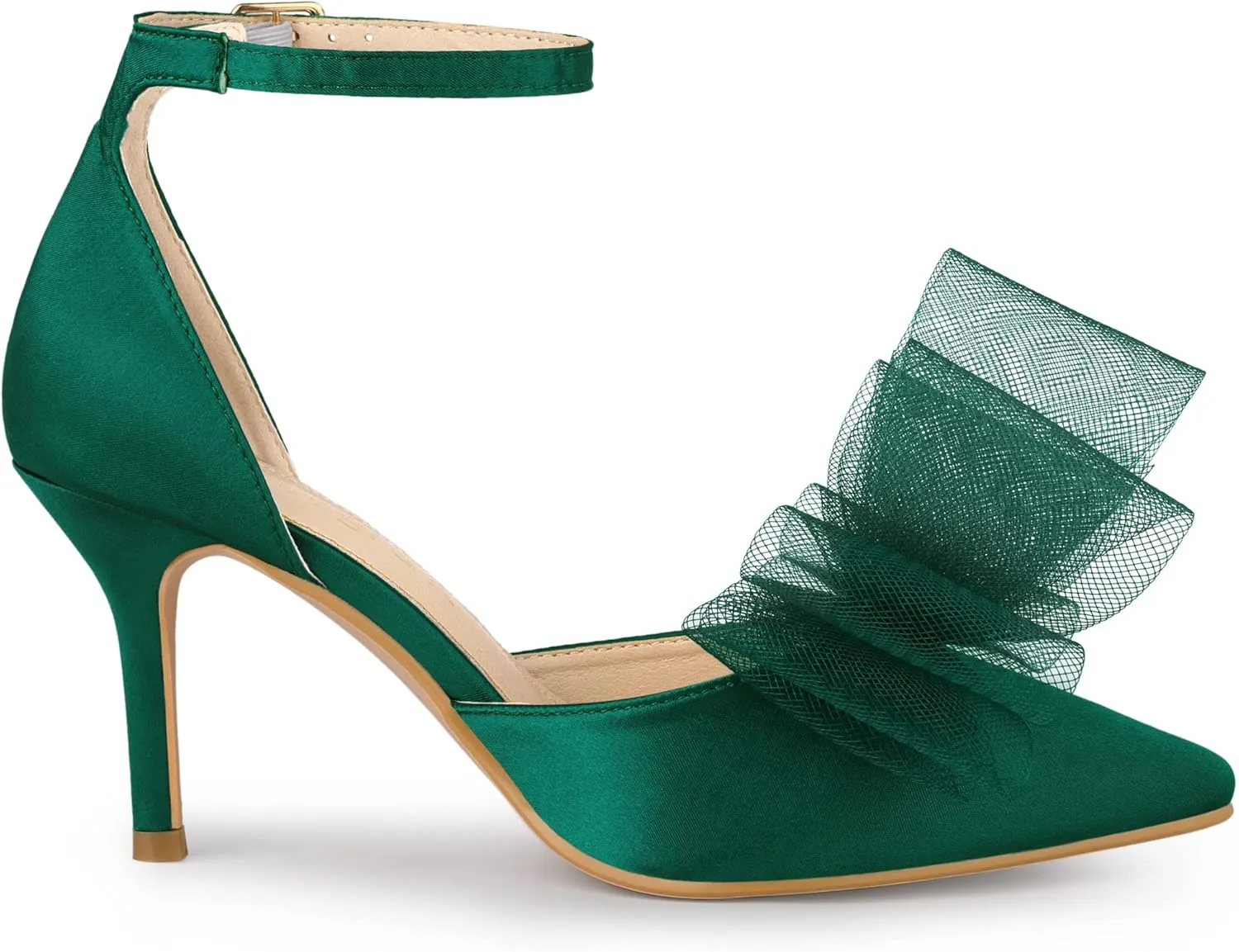 Allegra K Women's Bow Tie Ankle Strap Stiletto High Heels Pumps