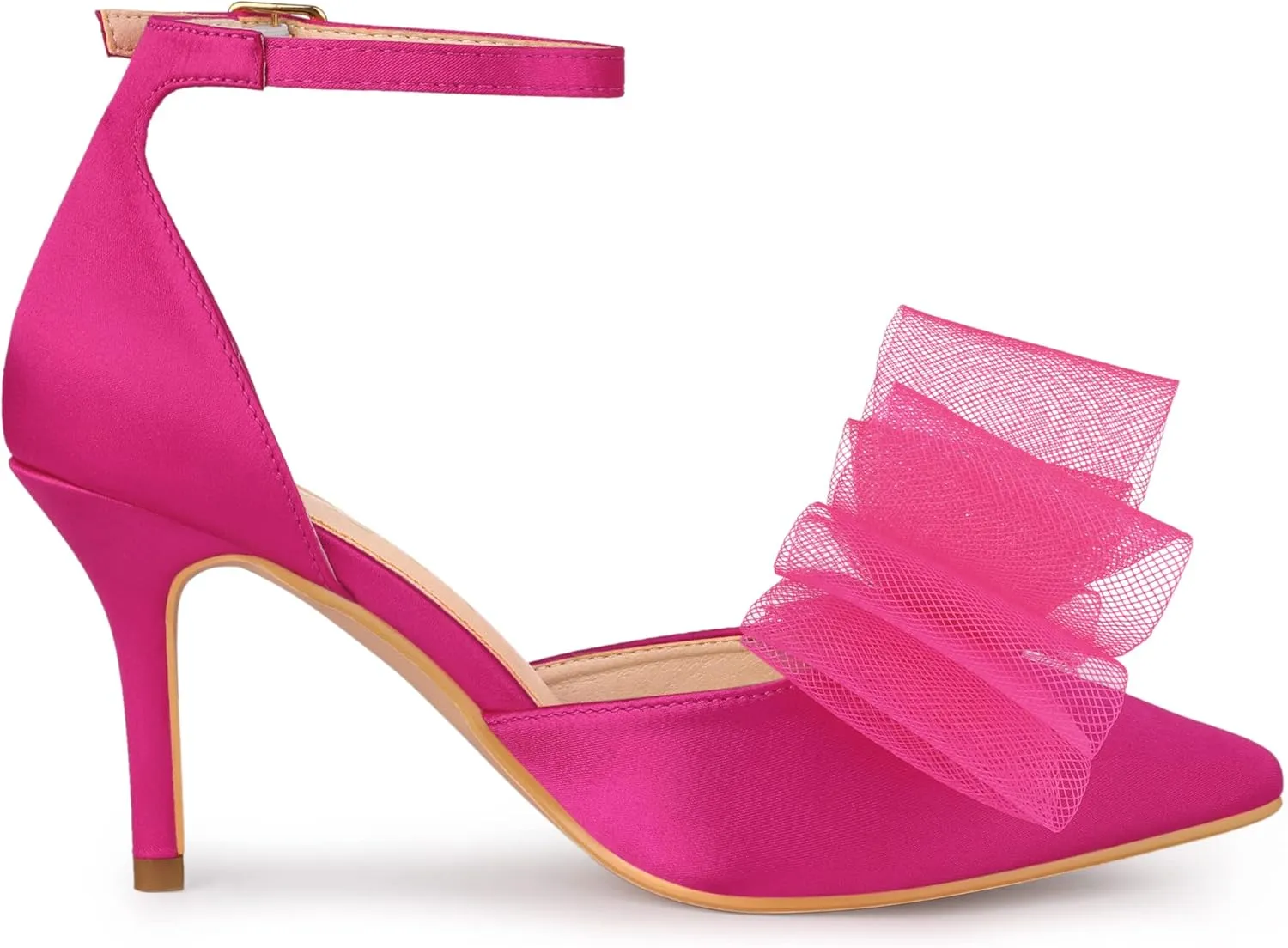 Allegra K Women's Bow Tie Ankle Strap Stiletto High Heels Pumps
