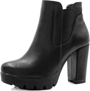 Allegra K Women's Chunky High Heel Platform Ankle Boots