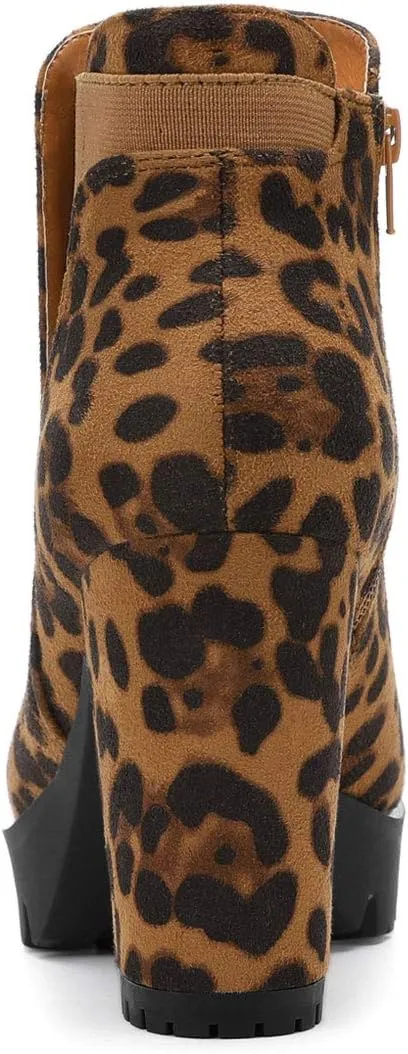 Allegra K Women's Chunky High Heel Platform Ankle Boots