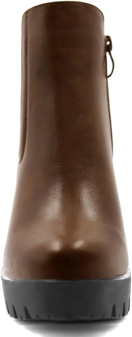 Allegra K Women's Chunky High Heel Platform Ankle Boots