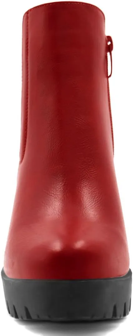 Allegra K Women's Chunky High Heel Platform Ankle Boots