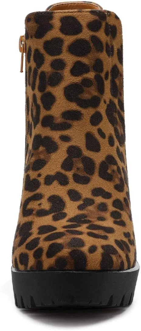 Allegra K Women's Chunky High Heel Platform Ankle Boots