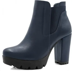 Allegra K Women's Chunky High Heel Platform Ankle Boots