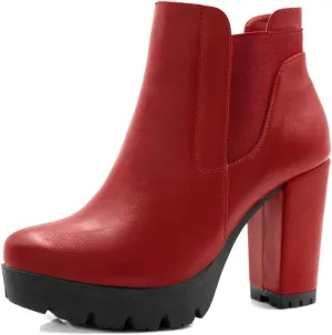 Allegra K Women's Chunky High Heel Platform Ankle Boots