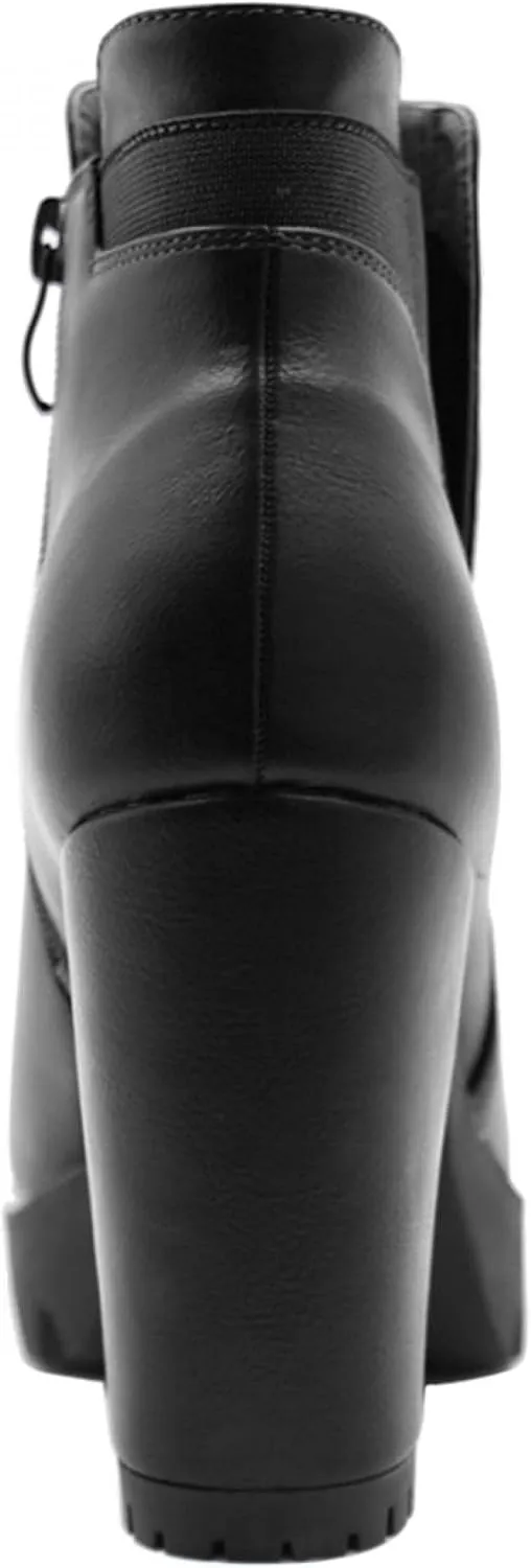 Allegra K Women's Chunky High Heel Platform Ankle Boots