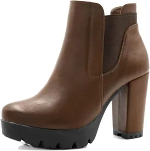 Allegra K Women's Chunky High Heel Platform Ankle Boots