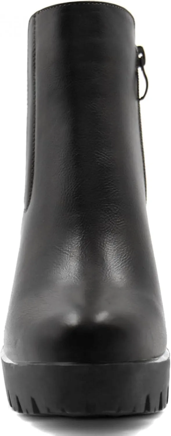 Allegra K Women's Chunky High Heel Platform Ankle Boots
