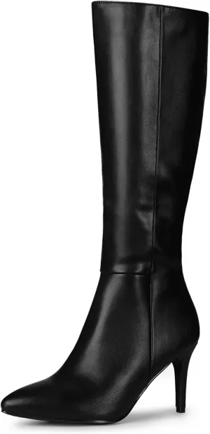 Allegra K Women's High Heels Pointed Toe Stiletto Heel Knee High Boots