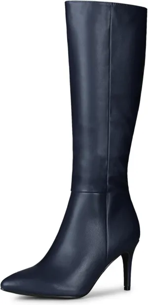 Allegra K Women's High Heels Pointed Toe Stiletto Heel Knee High Boots