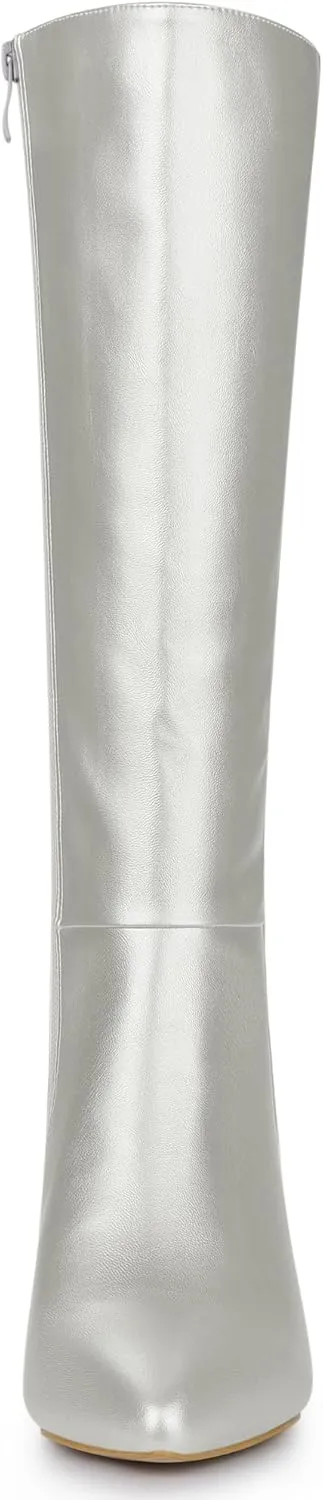 Allegra K Women's High Heels Pointed Toe Stiletto Heel Knee High Boots