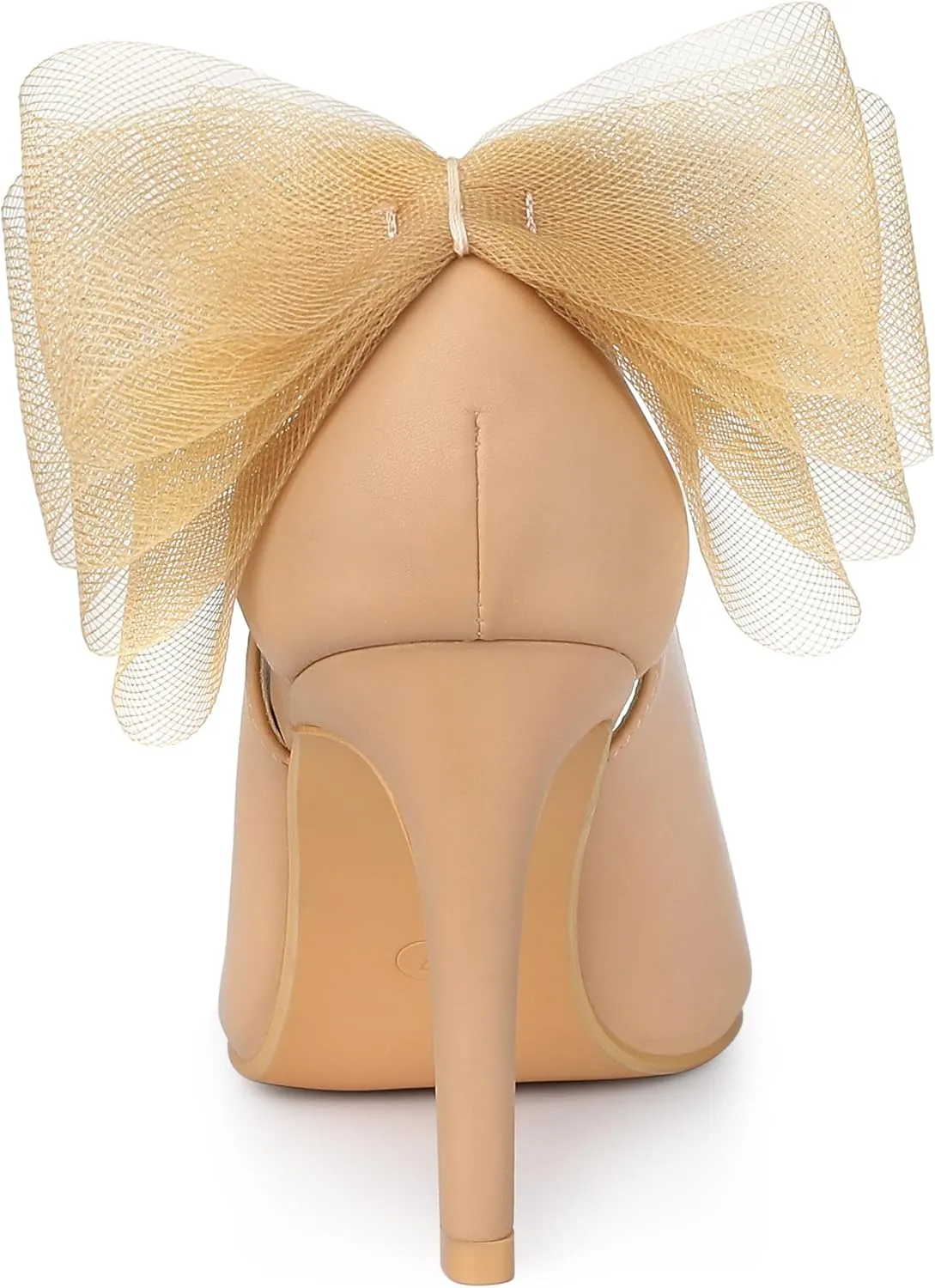 Allegra K Women's Mesh Bow Pointed Toe Stiletto High Heels Pumps
