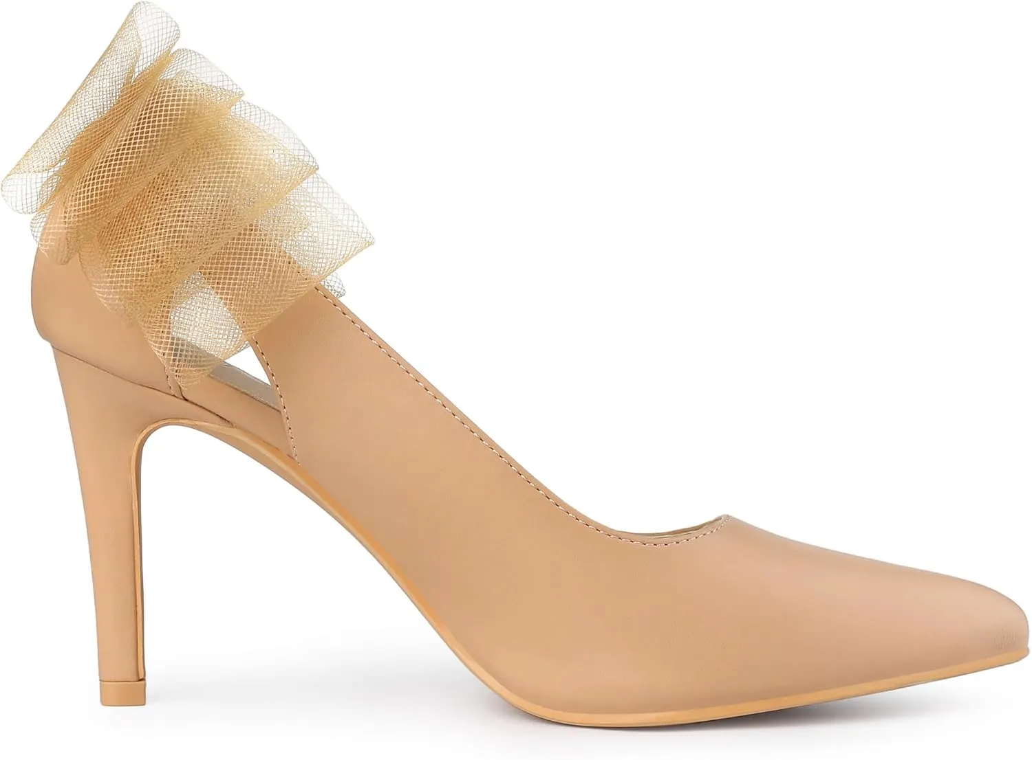 Allegra K Women's Mesh Bow Pointed Toe Stiletto High Heels Pumps