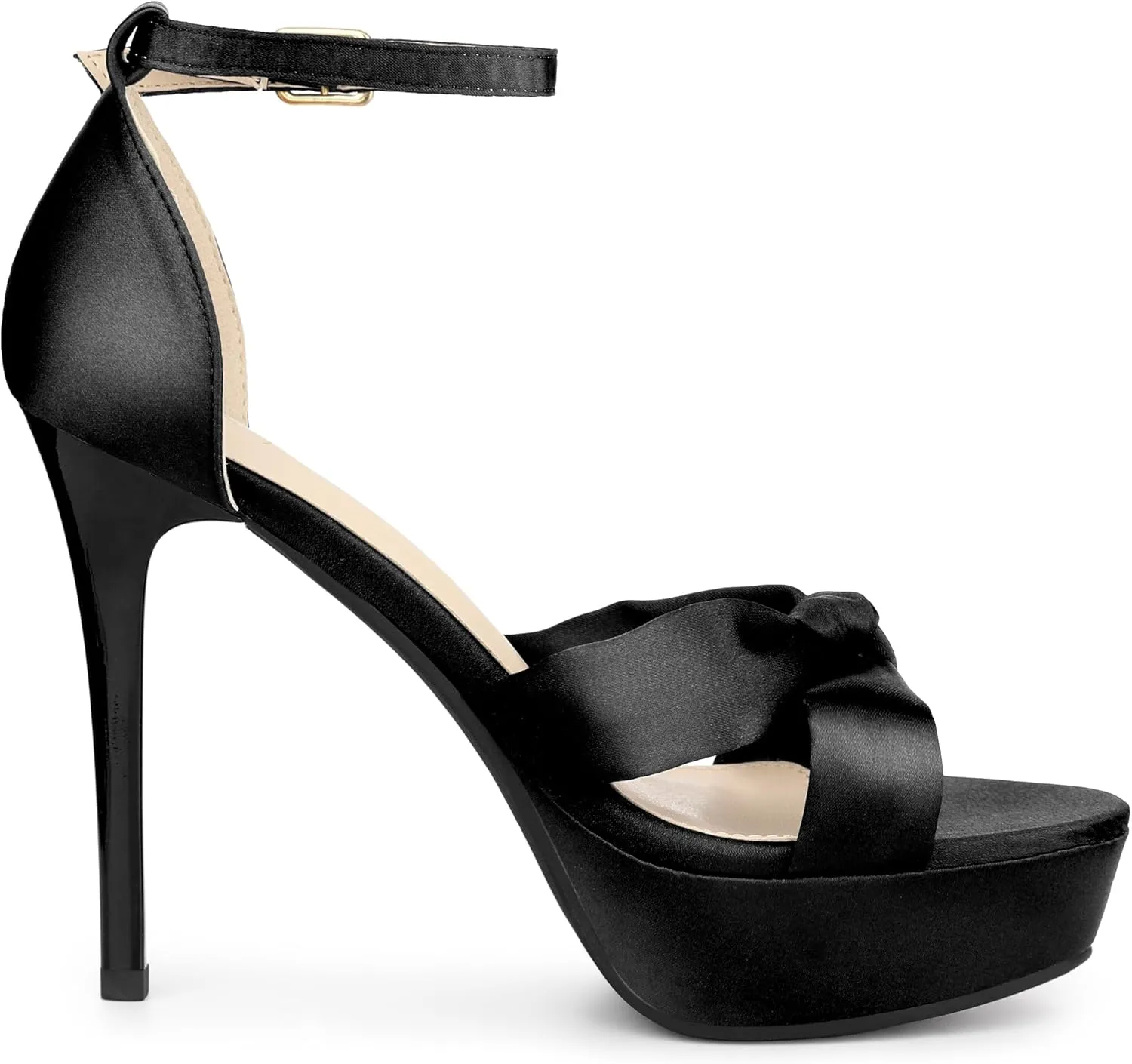 Allegra K Women's Platform Heels Twist Knot Stiletto Heel Satin Heel Sandals