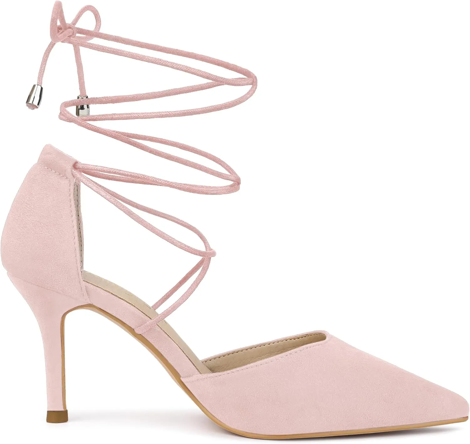 Allegra K Women's Pointed Toe Dress Pumps Lace Up Stiletto Heels Sandals