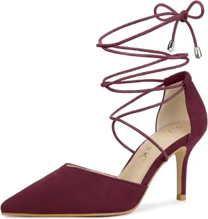 Allegra K Women's Pointed Toe Dress Pumps Lace Up Stiletto Heels Sandals