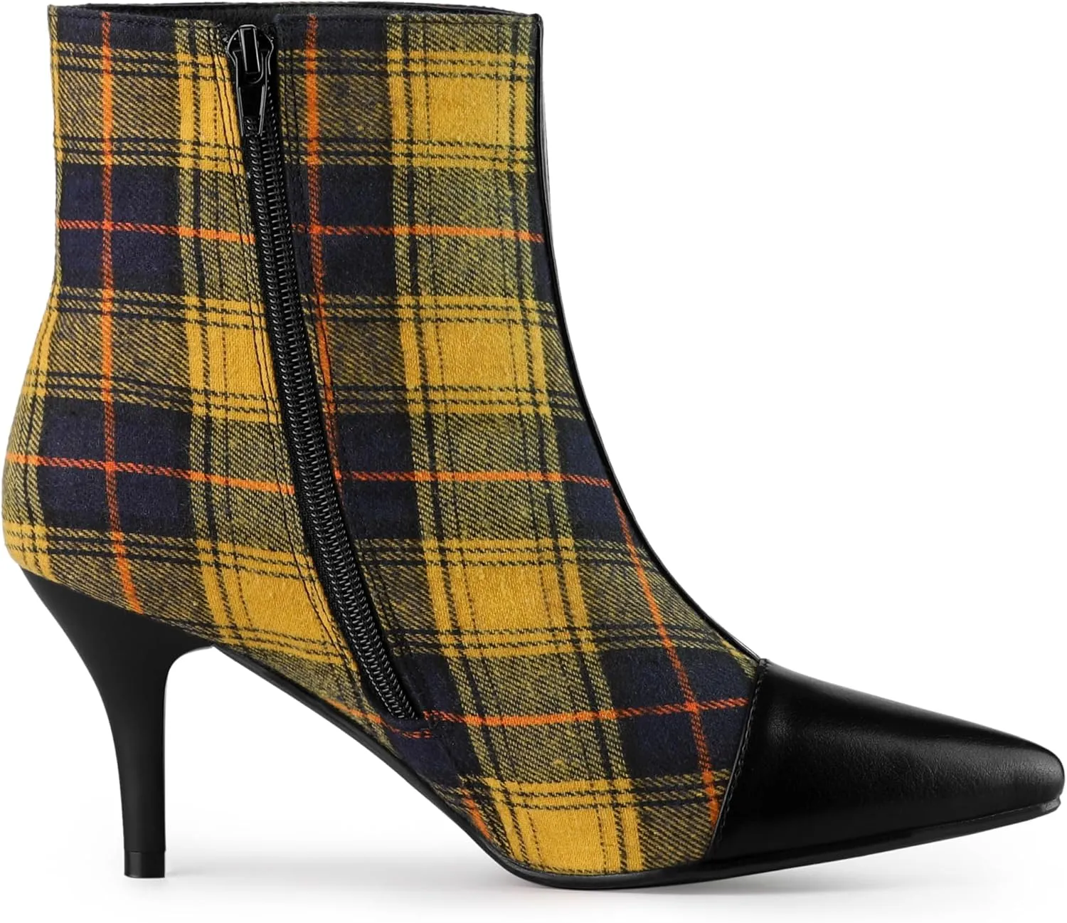 Allegra K Women's Pointed Toe Stiletto Heels Houndstooth Ankle Booties