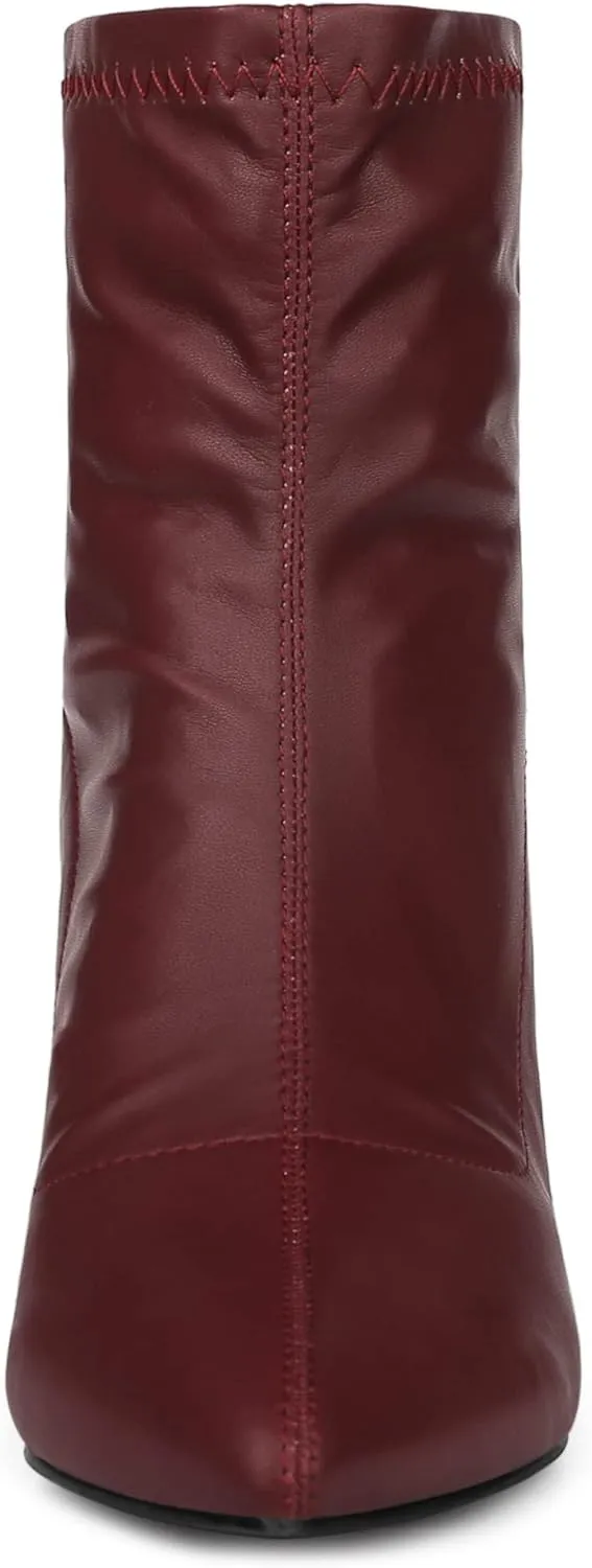 Allegra K Women's Pointy Toe Back Zip Block Heel Ankle Boots
