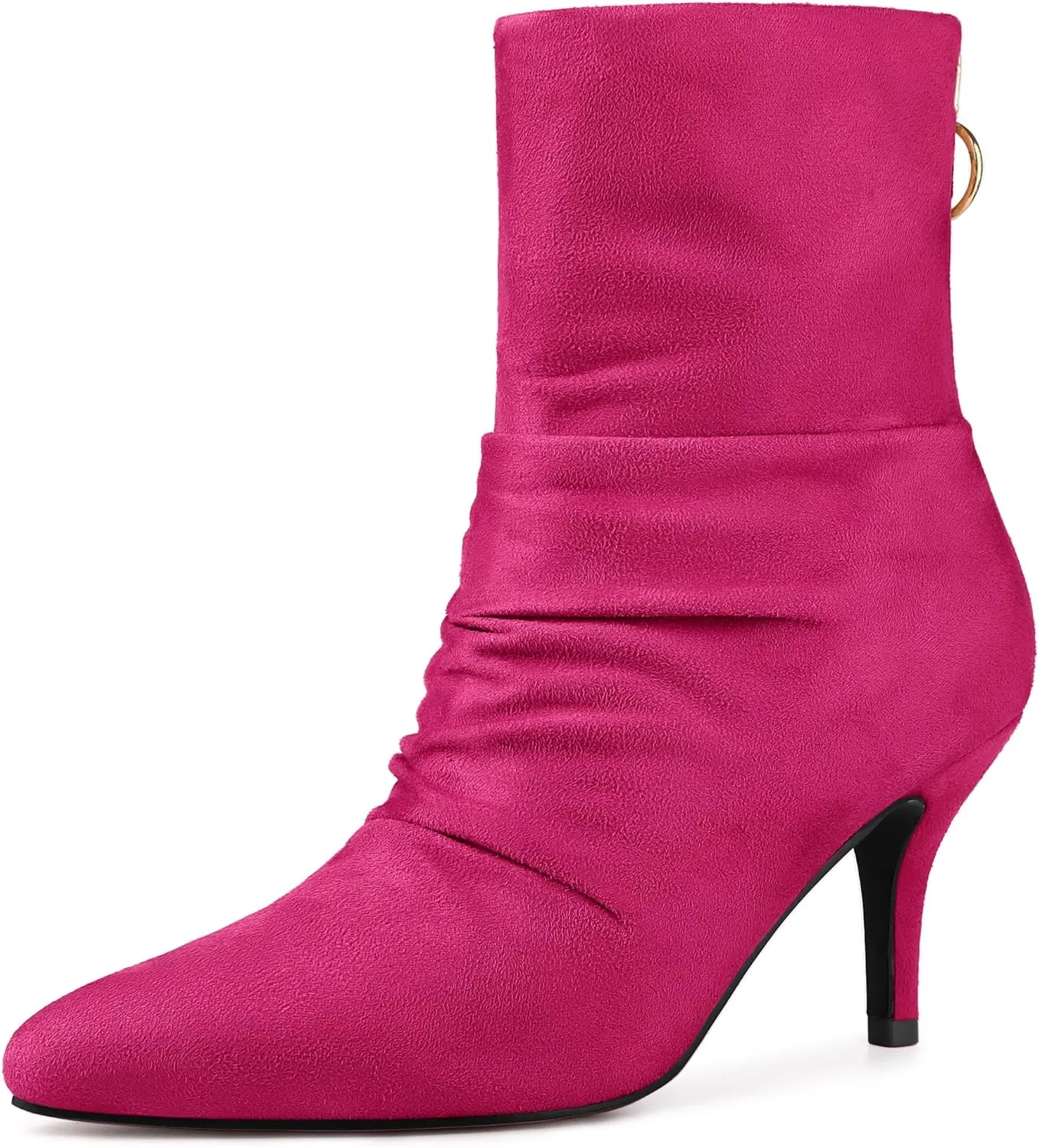 Allegra K Women's Pointy Toe Slouch Back Zipper Stiletto Heel Ankle Boots