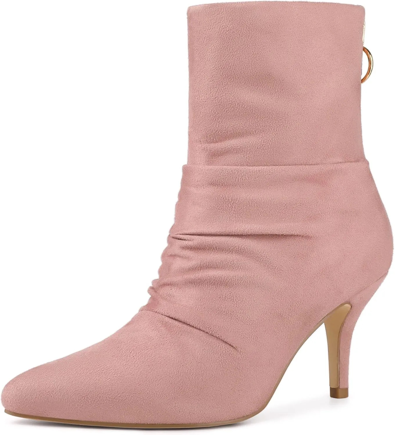 Allegra K Women's Pointy Toe Slouch Back Zipper Stiletto Heel Ankle Boots