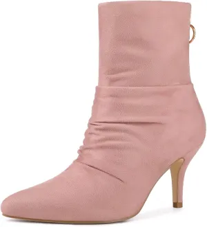 Allegra K Women's Pointy Toe Slouch Back Zipper Stiletto Heel Ankle Boots