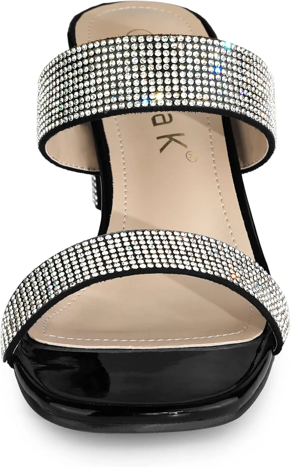 Allegra K Women's Rhinestone Chunky Heel Slide Heel Sandals
