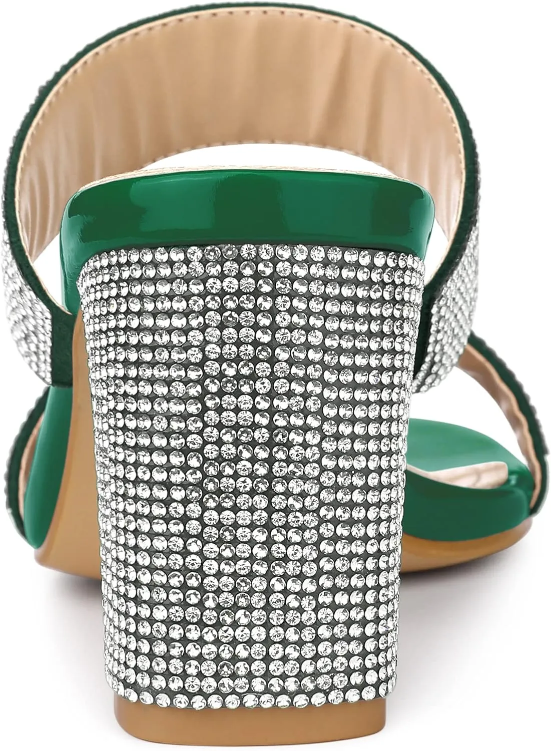 Allegra K Women's Rhinestone Chunky Heel Slide Heel Sandals