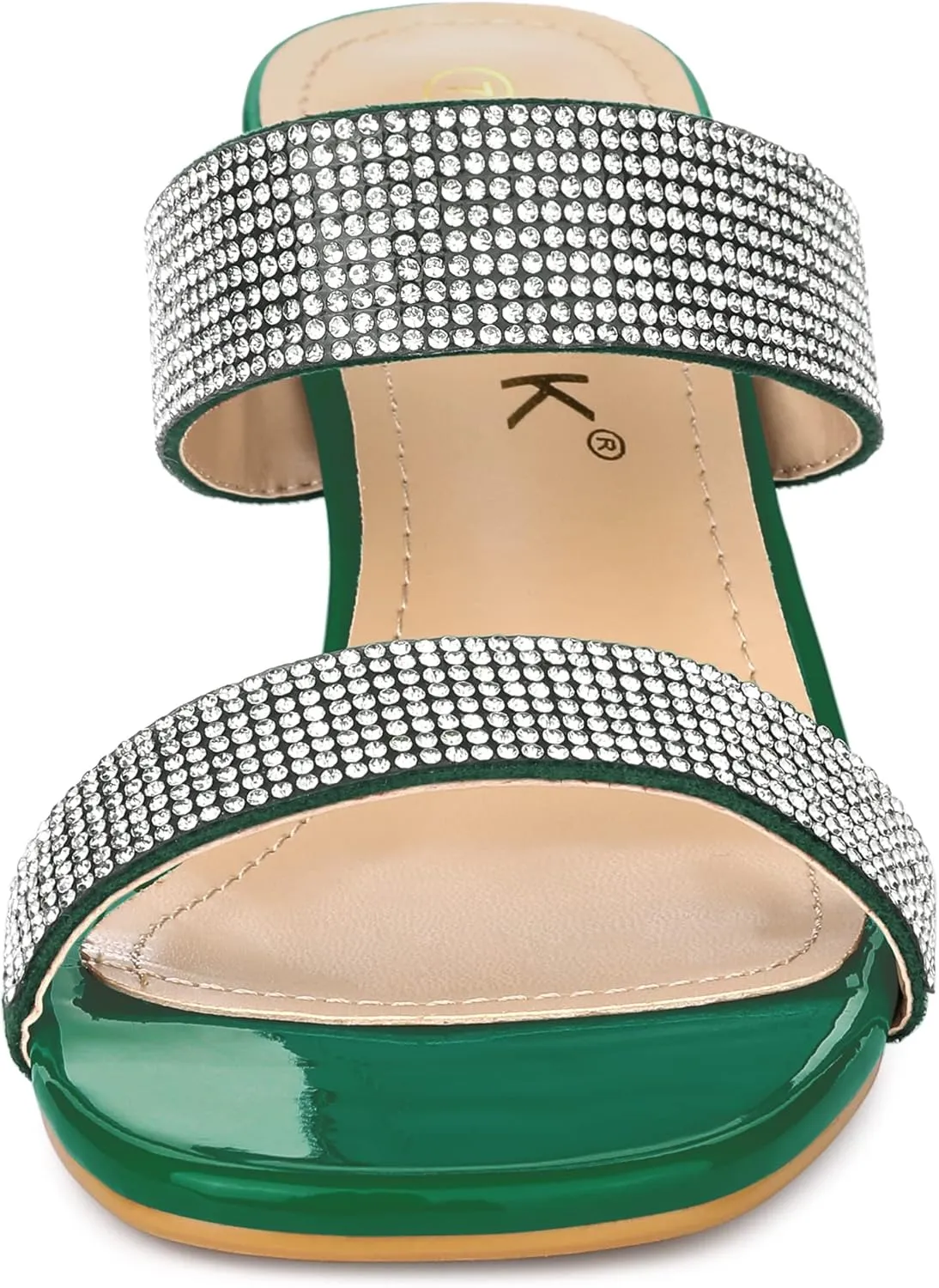 Allegra K Women's Rhinestone Chunky Heel Slide Heel Sandals