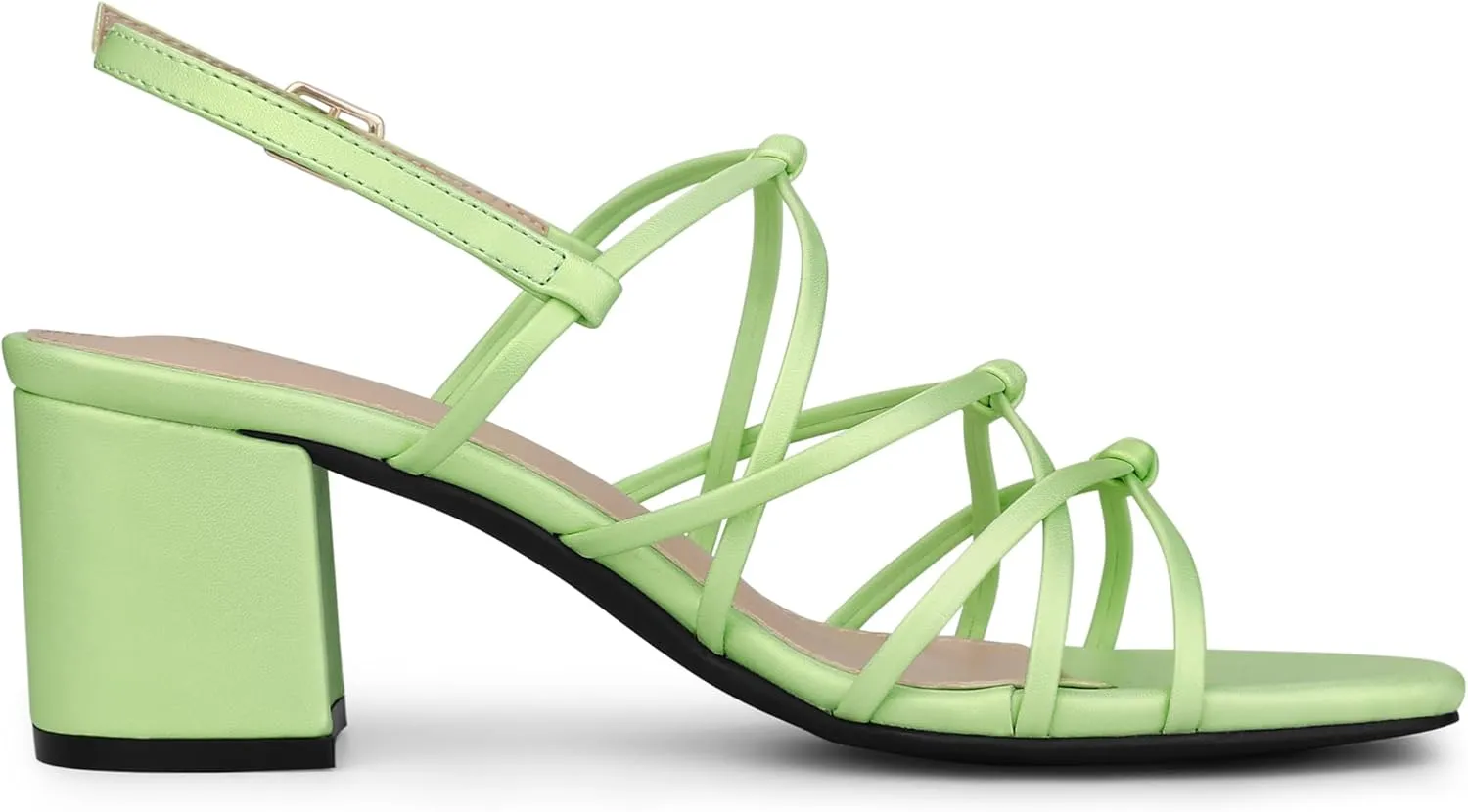 Allegra K Women's Square Toe Knots Ankle Strap Chunky Heels Sandals