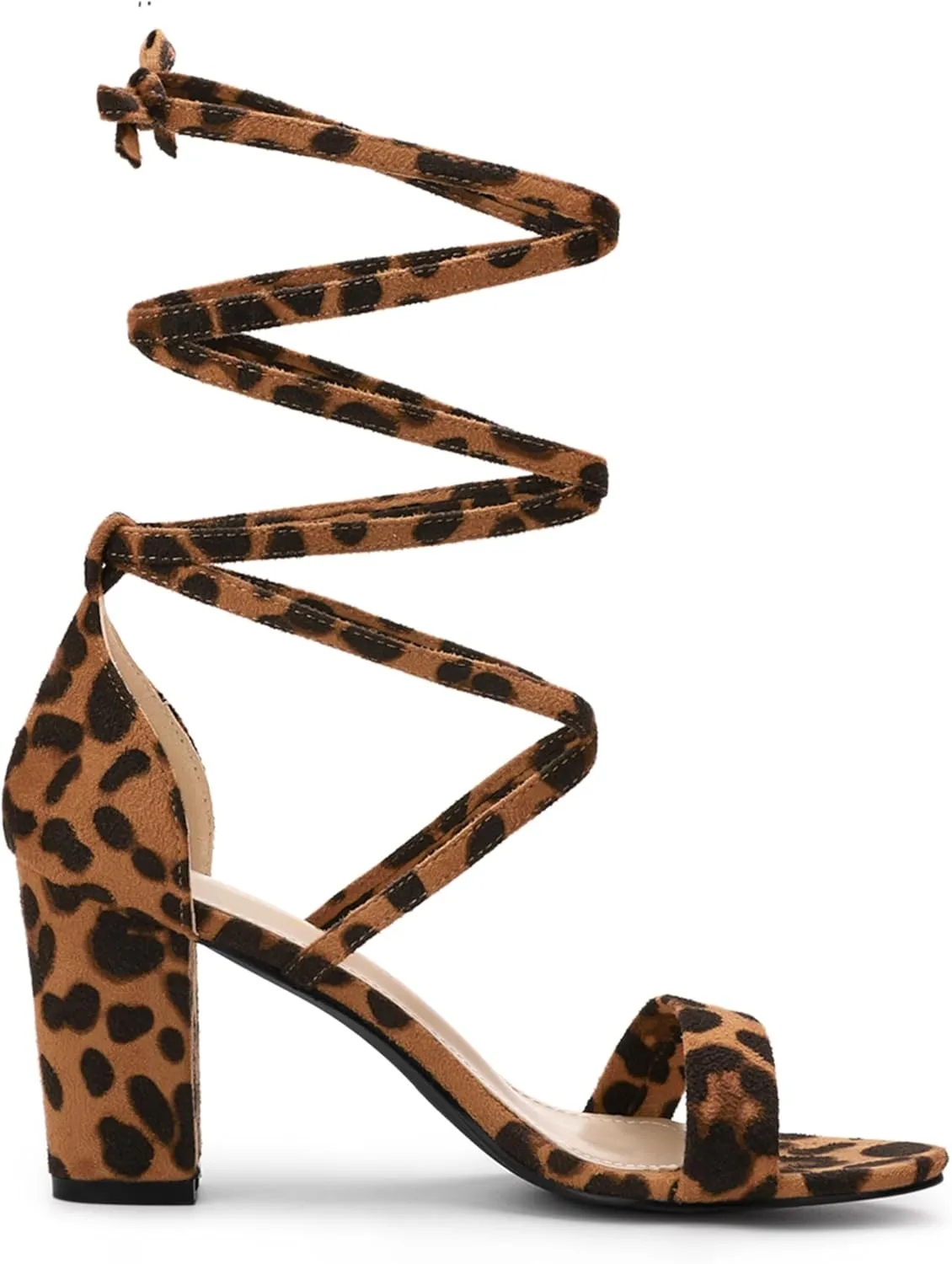 Allegra K Women's Strappy Lace Up Heel Chunky High Heels Sandals