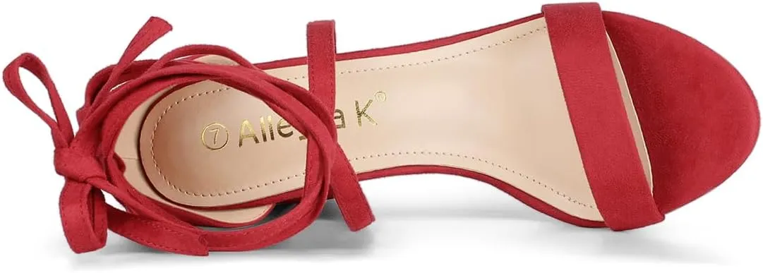 Allegra K Women's Strappy Lace Up Heel Chunky High Heels Sandals