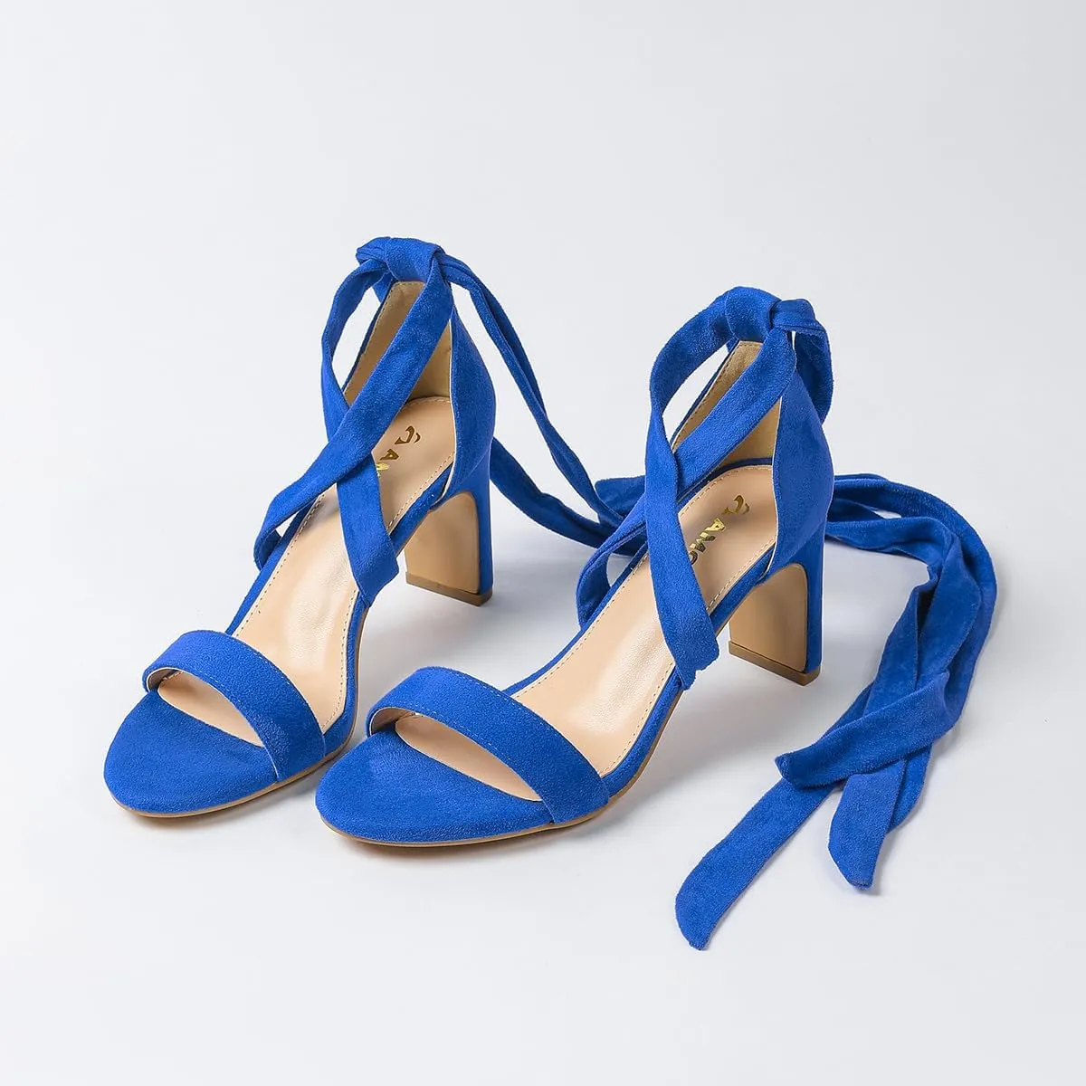 Amoji Women 3 Inch Strappy Heels Lady Heeled Sandal Strap Up Wedding Party Shoes 333
