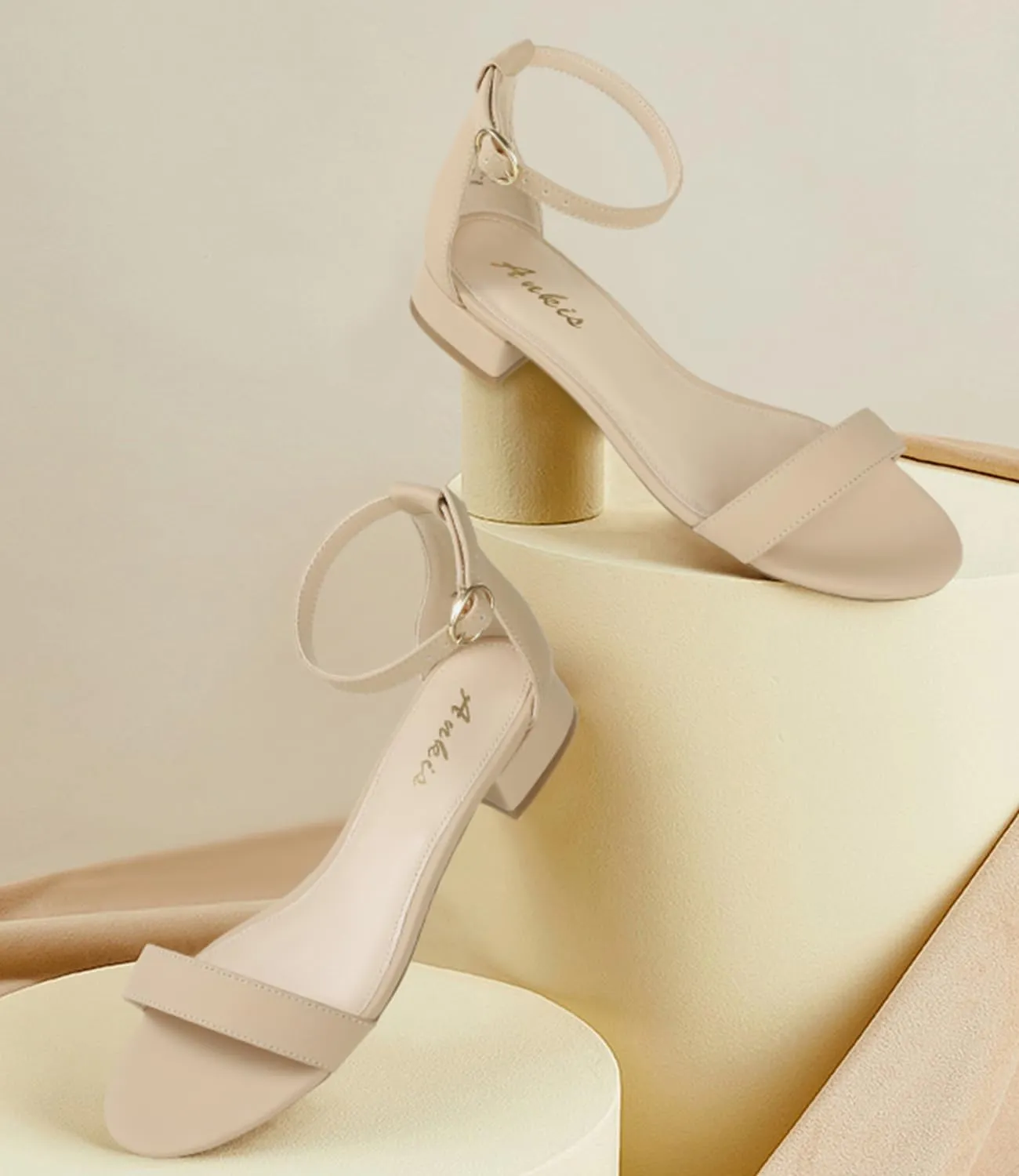 Ankis Nude Black White Women Sandals Dressy 1 Inch Low Block Heel Strappy Open Toe Flat Casual Sandals for Women Comfortable Adjustable Ankle Strap Shoes Wedding Summer 2024
