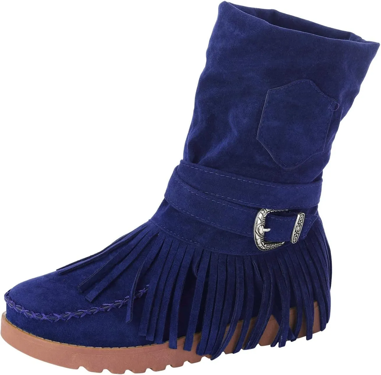 Ankle Boots for Women Womens Fall Boots Casual Fashion Retro Toe Short Women's Fringe Boots Round Flat Women's Boots
