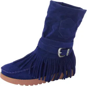 Ankle Boots for Women Womens Fall Boots Casual Fashion Retro Toe Short Women's Fringe Boots Round Flat Women's Boots