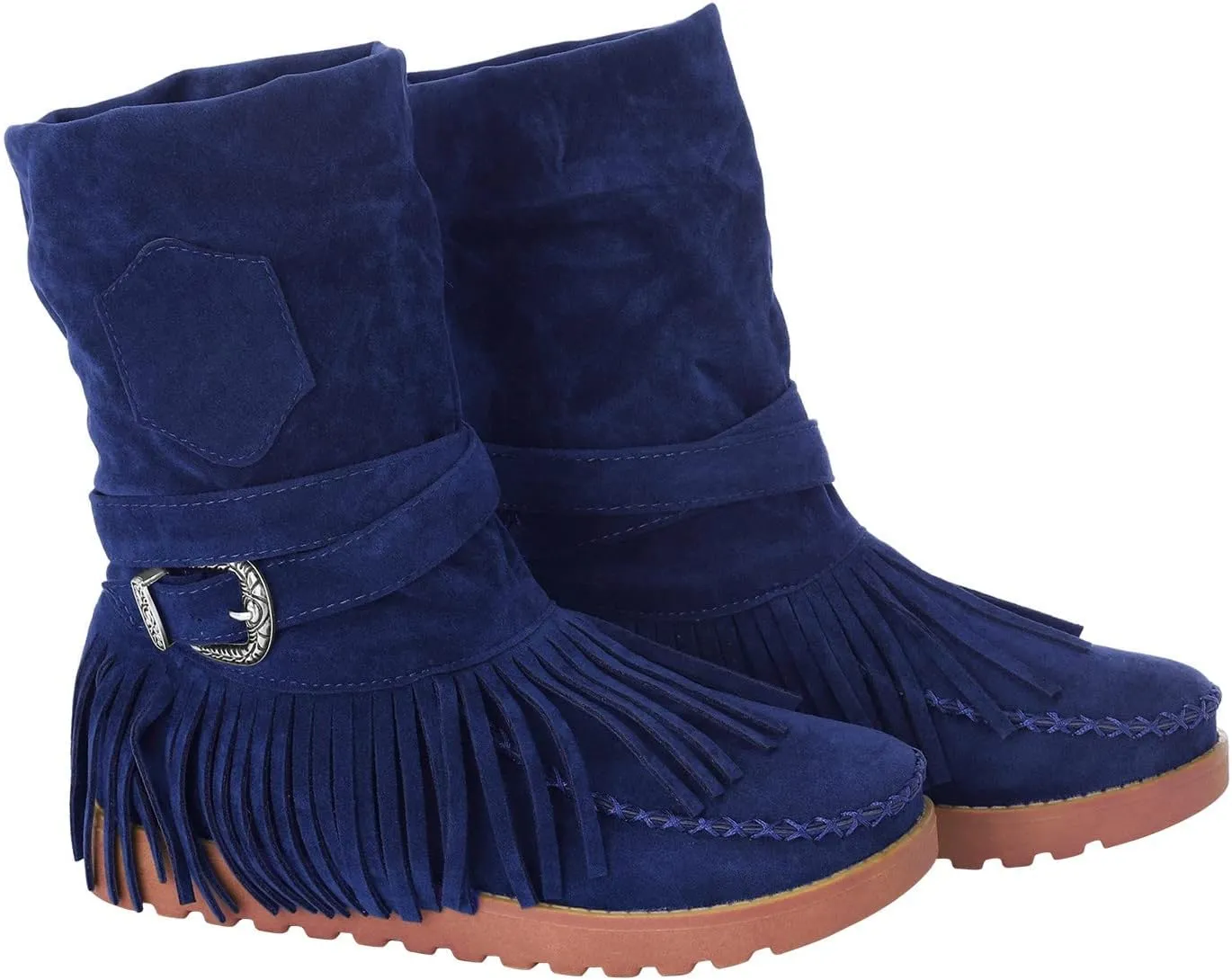 Ankle Boots for Women Womens Fall Boots Casual Fashion Retro Toe Short Women's Fringe Boots Round Flat Women's Boots