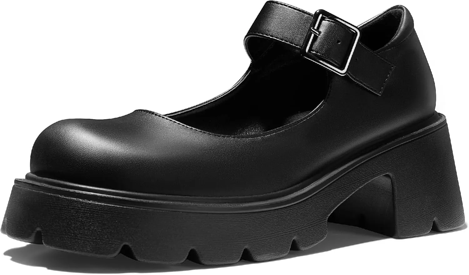 AOSPHIRAYLIAN Womens Mary Janes Shoes Round Toe Platform Ankle Strap Chunky Heel Pink Uniform Dress Shoes